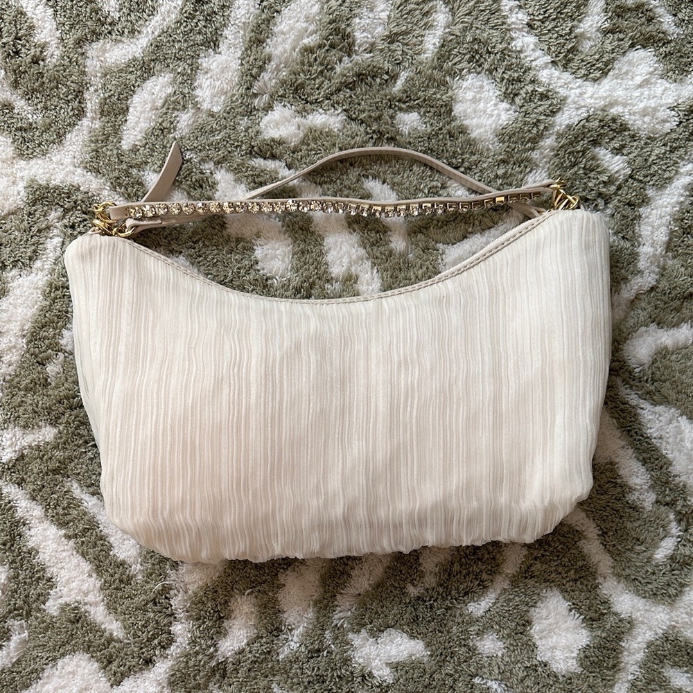 Loeffler Randall Addy Crystal-Embellished Pleated Baguette Shoulder Bag